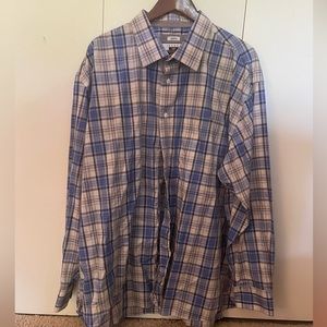 Joseph Abboud Men's Blue/Tan Plaid Long Sleeve Shirt